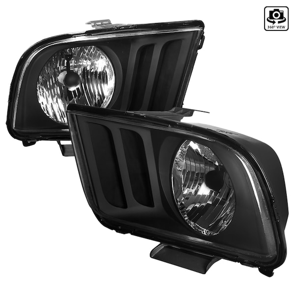 Spec-D Tuning 05-09 Ford Mustang Euro Headlight Black Housing LH-MST05JM-RS - main